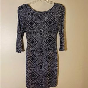 Black and silver midi dress with mid length sleeve